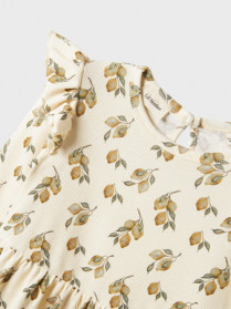 LIL ATELIER Rib Kjole Gavo Enk Turtledove Lemon